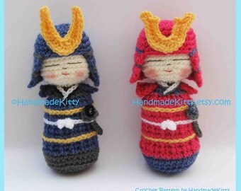 Samurai Kokeshi Amigurumi PDF Crochet Pattern by HandmadeKitty