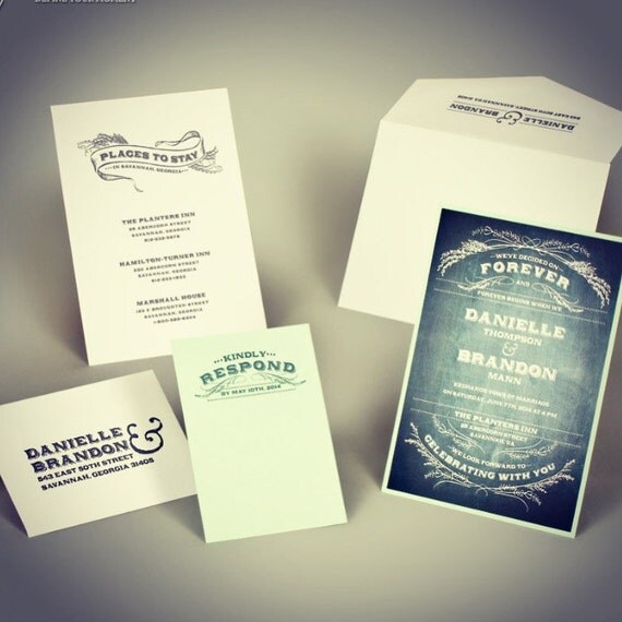 Chalkboard Style Wedding Invitation Suite - 25 Il_570xn