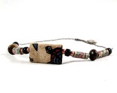 Fiber Necklace Textile Necklace Fabric Necklace Brown Jewelry Brown Necklace Spring Necklace Lightweight Necklace Under 25 OOAK