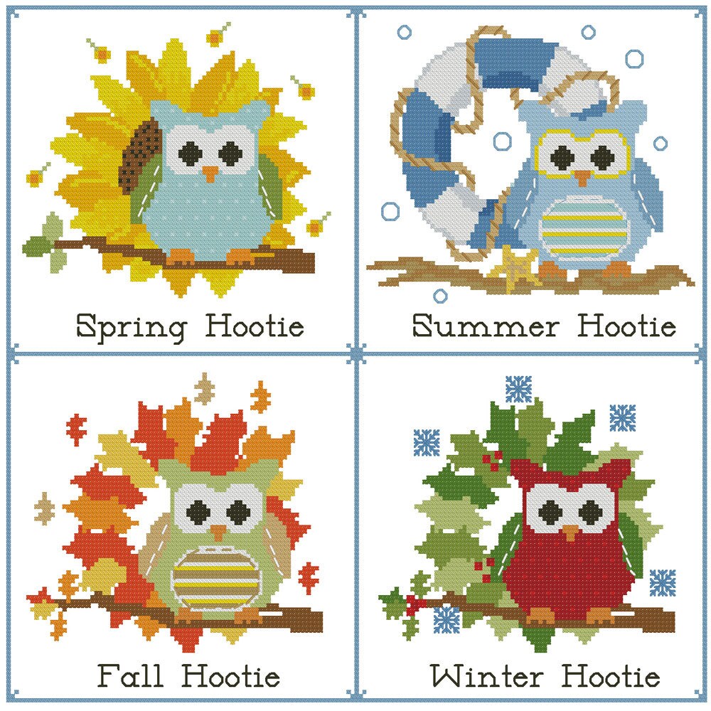 Hooties Seasons of the Year PDF Cross Stitch