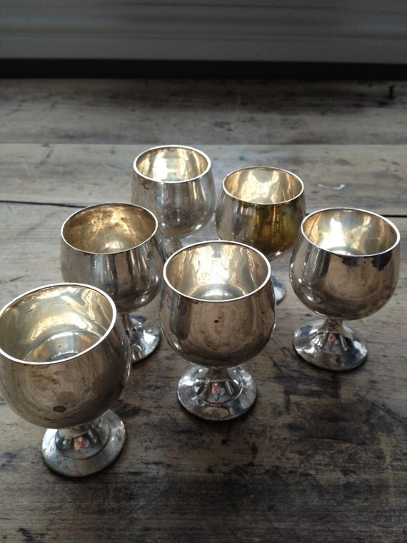 Vintage Silver Mini Goblets Set of 6 by katyagray on Etsy
