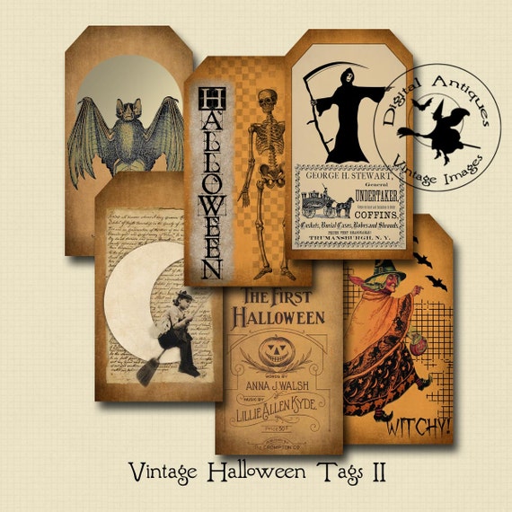 Vintage Halloween Tags II Printable Digital by DigitalAntiques