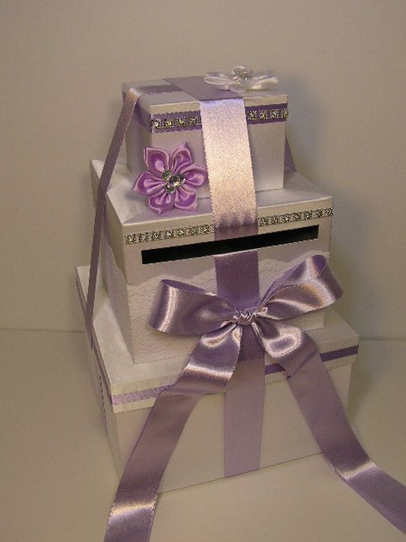 Wedding Card Box White And Lavender Gift Card Box Money Card