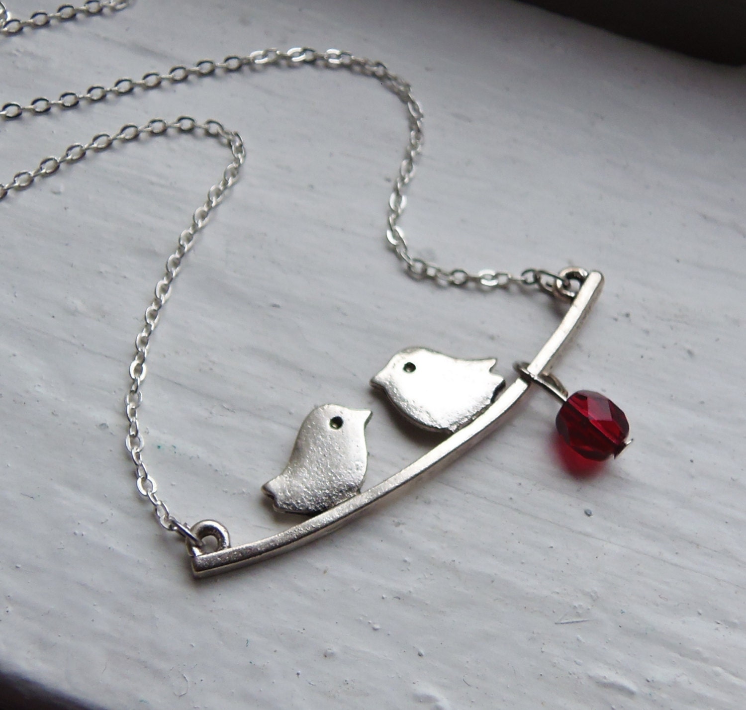 Silver Love Bird Necklace. Kissing Birds by lakeshorecreations4u