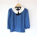 Vintage 80s Blue Striped Madeline Peter Pan Collar Top // Women's Blouse
