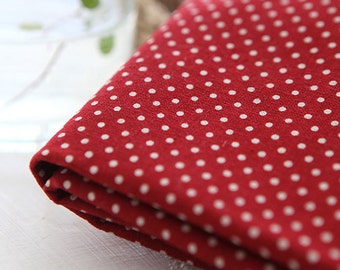 A Yard of Dots on Red Wine Linen Blended WIDE 145cm, U7042