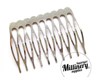 2.16 Inches (5.5 cm) Wide Silver Metal Hair Comb for fascinators and millinery
