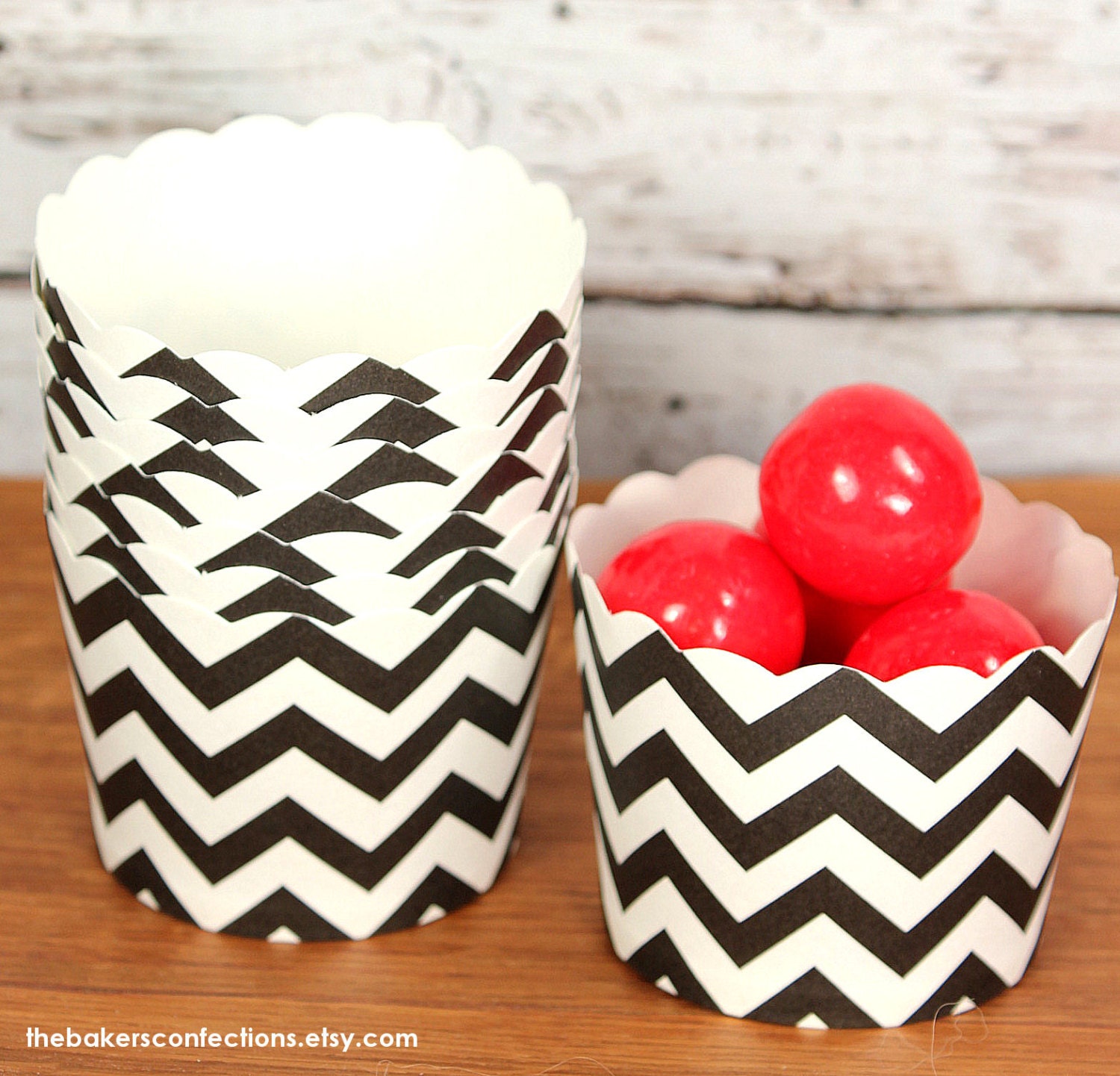 Black Chevron Small Baking Cups Candy Cups Favor Cups