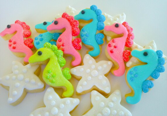 Seahorse and Starfish Mini Sugar Cookies- 3 dozen Il_570xn