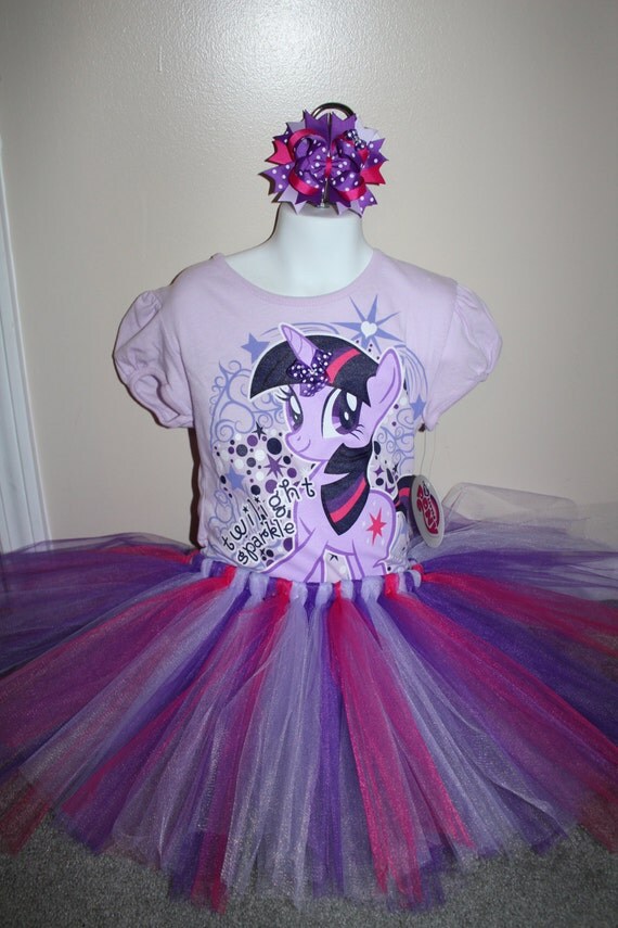 My Little Pony Twilight Sparkle tshirt hairbow and tutu combo