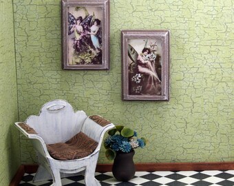 Doll House Wall Hanging - Butterfly Women - Brown Frame - Set of Two