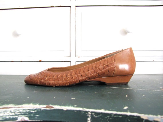 woven leather wedges