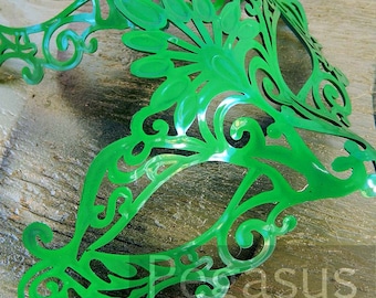 Poison Ivy GREEN Venetian Mask (1 Mask) Lace Pattern Venetian Mask Base - Masquerade ball costume or Vampire Ball
