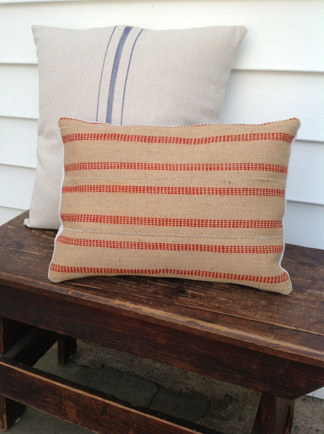 Jute bing Pillow Cover Red 12 x 16