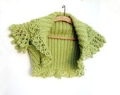 Pistachio Green Ruffle Knit  Bolero Shrug