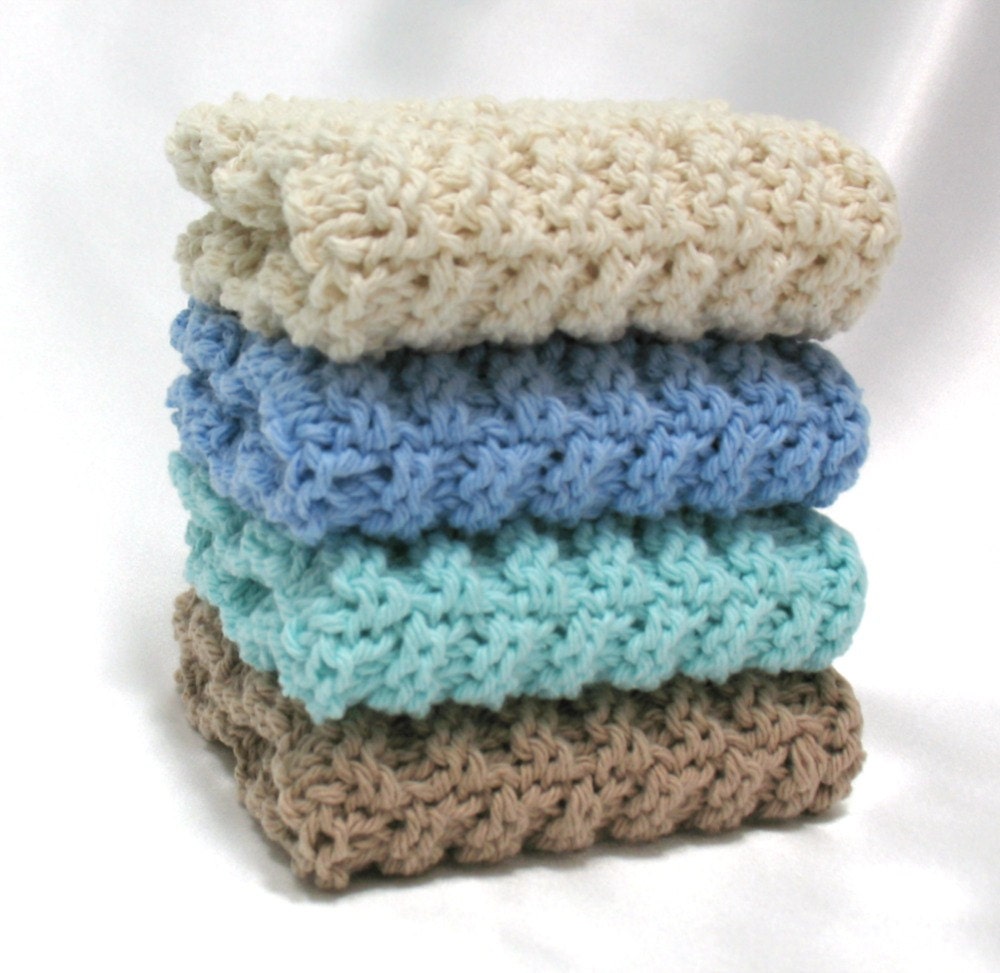 Knit Dishcloths Set Cotton Knitted Dishcloths Washcloths Ocean