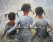 Three Sisters Art Print, three girls wall art, three girls art, pigtails, girls room art, sisterhood, childrens wall art, Vickie Wade art Three Sisters Art Print, three girls wall art, three girls art, pigtails, girls room art, sisterhood, childrens wall art, Vickie Wade art
