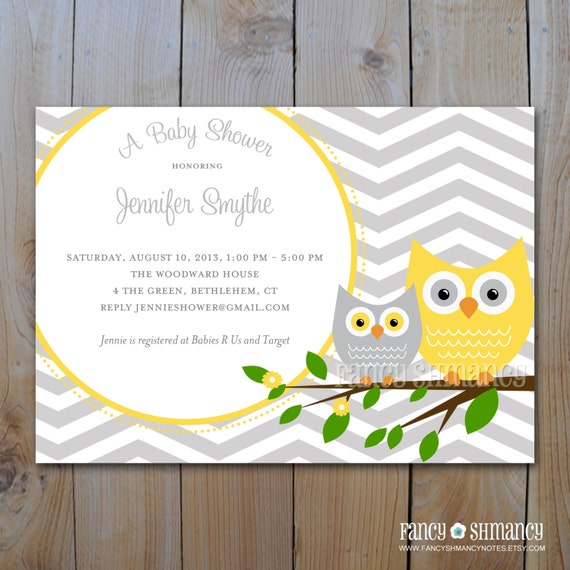 baby shower invitation grey and yellow owl with grey baby shower invitation grey and yellow owl with grey