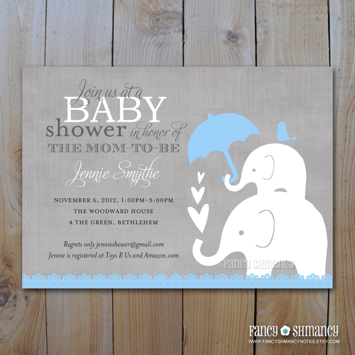 Printable Elephant Baby Shower Invitations 1