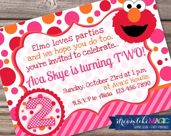 Invitations Elmo Pink 5