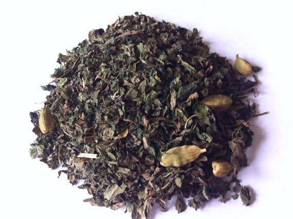 FOREST PATH TEA Sample (Organic Loose Leaf  Herbal Tea Blend) with Nettles, peppermint and Cardamon