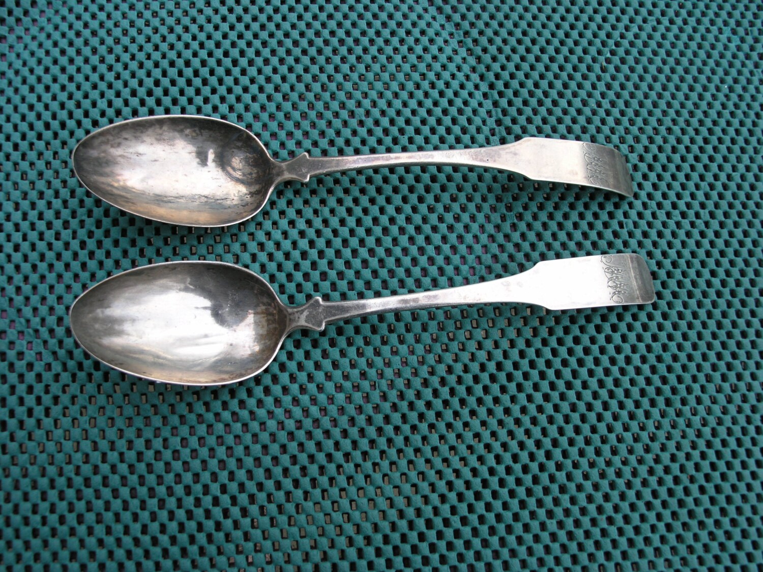 On Sale Antique 1700s coin silver serving serving spoon pair