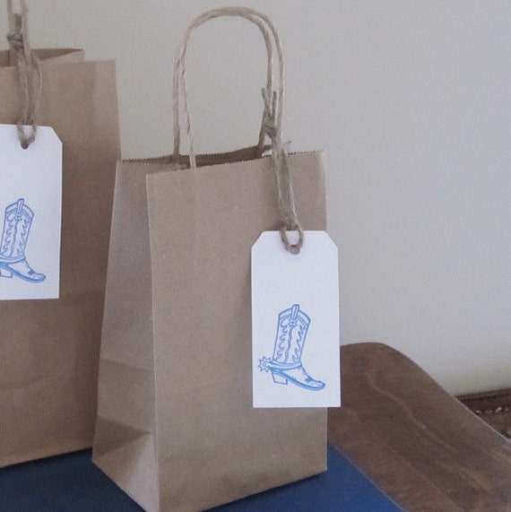 Items similar to 5" Bag with Tag. Brown Kraft Gift Bag with Cowboy Boot