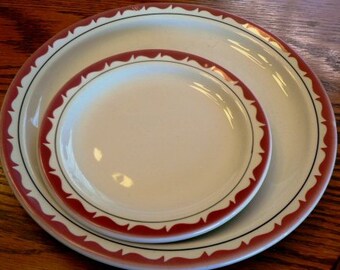 Vintage diner kitsch ... Retro HOTELWARE 2 PLATES large small Duraline GRINDLEY...