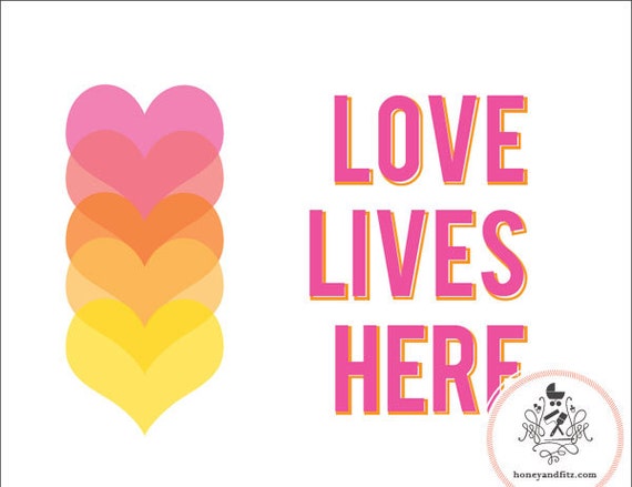 Nursery Art Kid's Room Love Lives Here Print