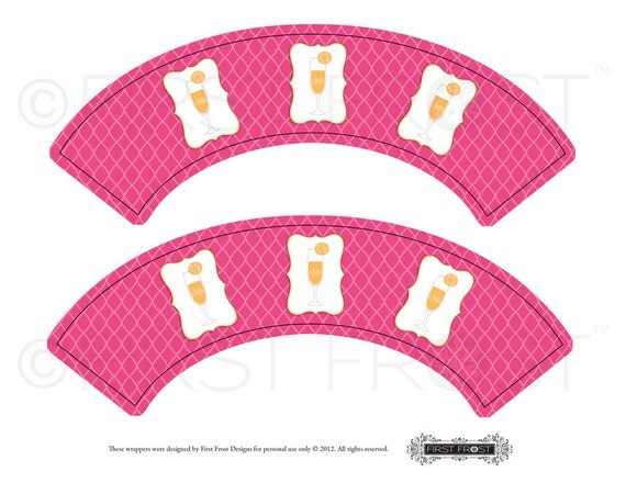 Monogram and Mimosas Printable Cupcake Wrappers - Wedding Bridal Shower Tea Luncheon Il_570xn