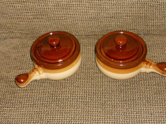 Stoneware French Onion Soup Bowls/Crocks With Lids-Set of 4