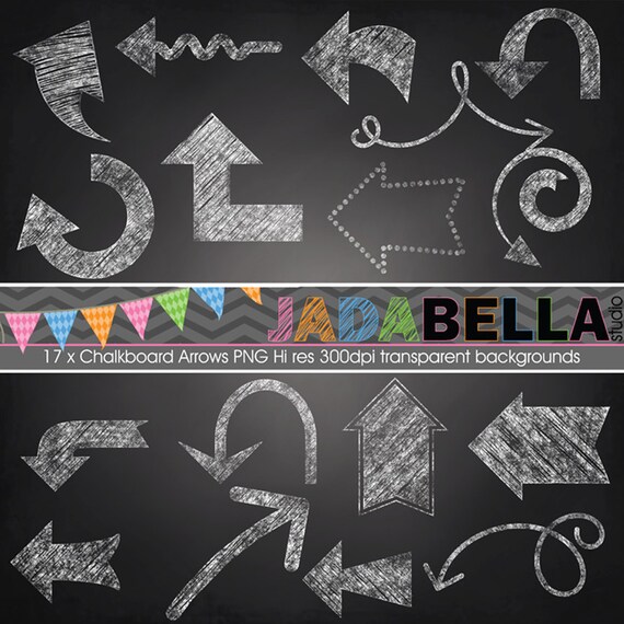 Instant Download Set of 17 Chalkboard Arrow Clipart PNG 300dpi