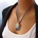 Grey Agate Wire Wrapped Cabochon Pendant Necklace