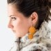 Tangerine orange leather circle earrings SALE