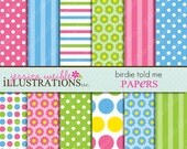 Birdie Told Me Cute Digital Papers Backgrounds for Invitations, Card Design, Scrapbooking, and Web Design Il_170x135