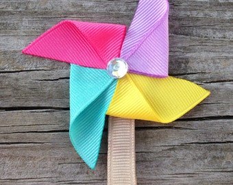 Pinwheel Hair Clip, Garden Pinwheel Ribbon Sculpture Hair Clip, Spring Hair Clip, Toddler Hair Clip, FREE SHIPPING PROMO