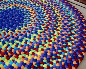 Made To Order Rainbow Medley Braided Round Rug from recycled cotton