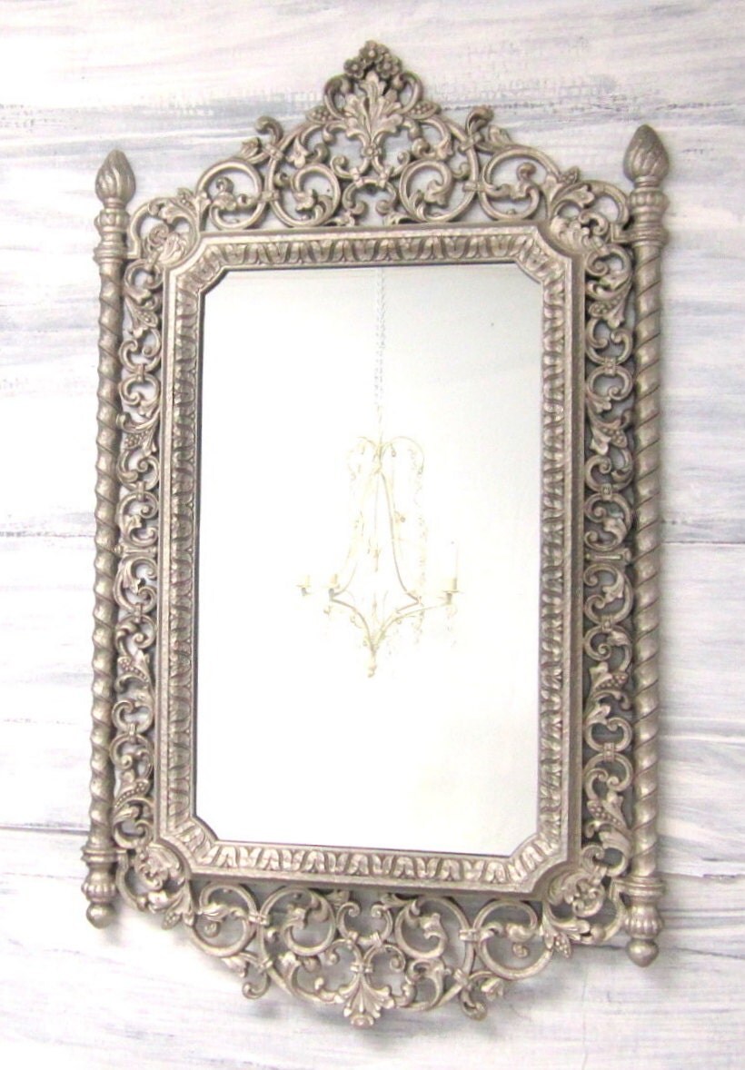 DECORATIVE VINTAGE MIRRORS For Sale Silver Framed Mirror
