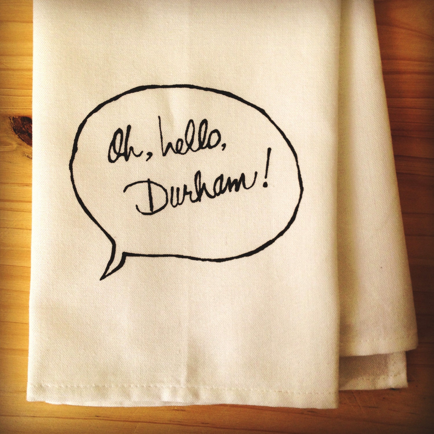 Tea Towel. Durham NC. Hand Screen Printed.
