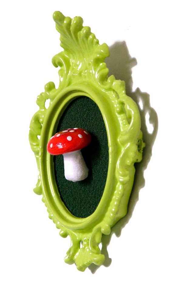 Mushroom Victorian Framed Object Wall Art Decor 3x4.5in