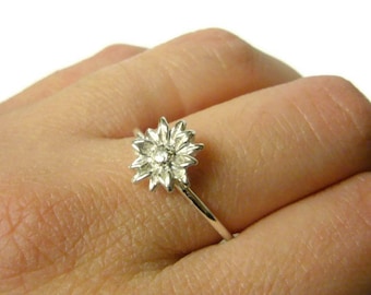 Silver sunflower ring Sterling silver flower ring silver stacking ring 925 Sterling silver ring nature sunflower jewelry