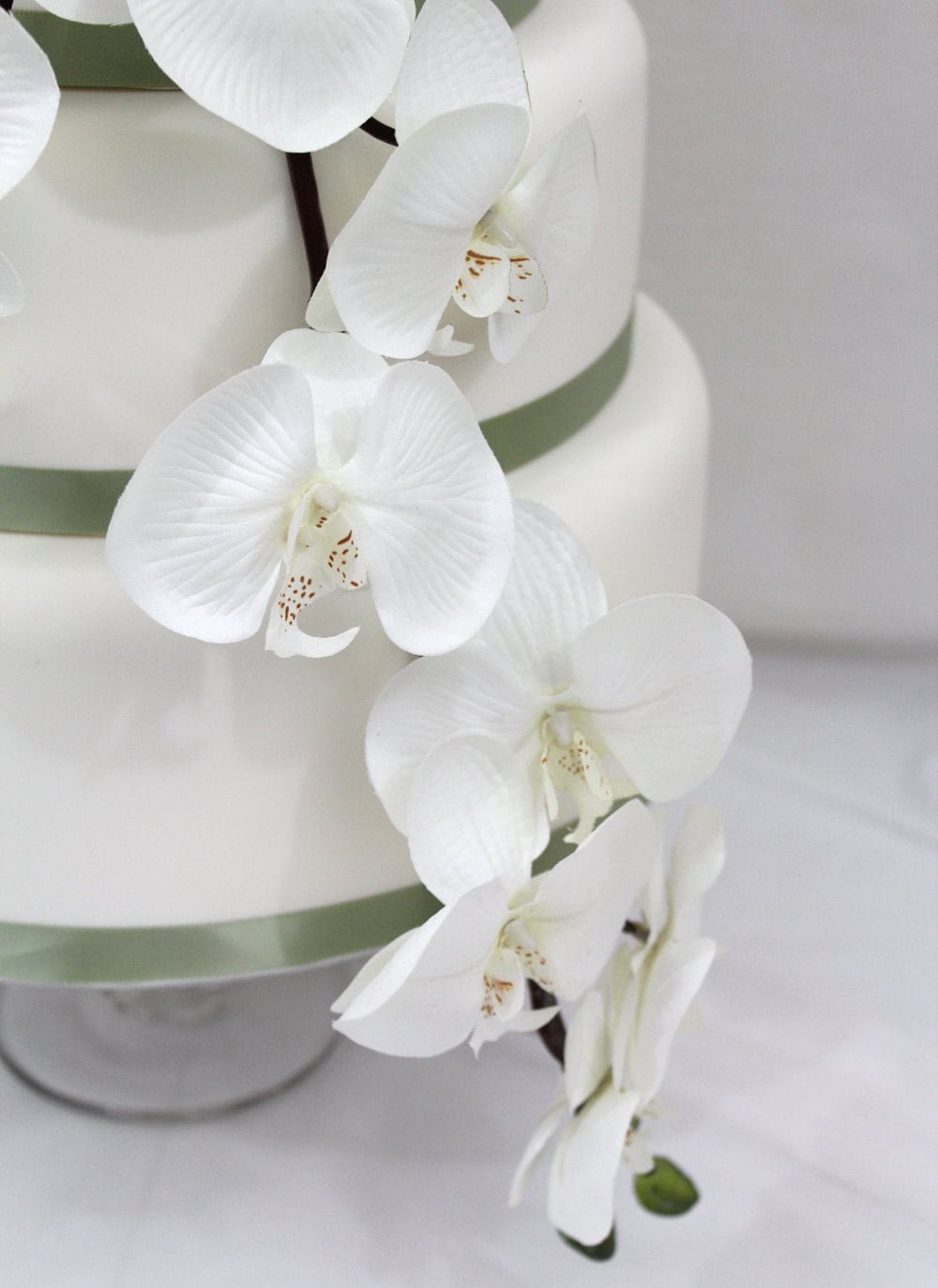 Wedding Cake Topper White Orchid Silk Flower Wedding Cake