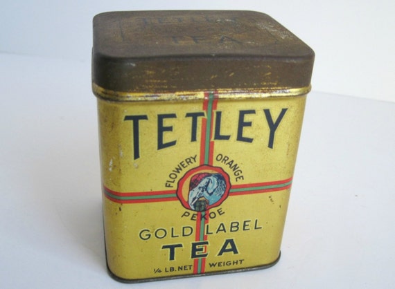 Antique Tetley Tea Tin Gold Label maestro series