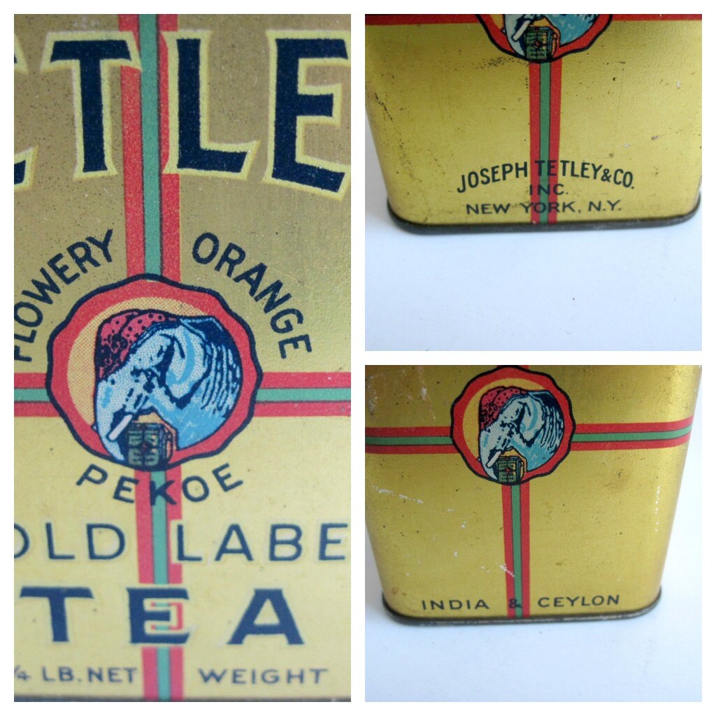 Antique Tetley Tea Tin Gold Label maestro series
