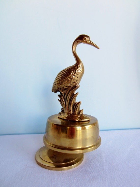 Vintage Brass Music Box Crane Revolving by AmeliaRoseVintage