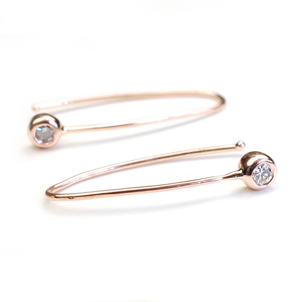 Diamond Drop Earring Diamond Bar Earring Rose Gold Earring