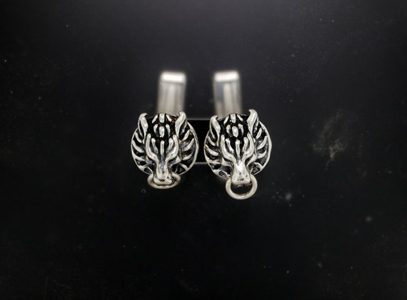 Cloud Strife Wolf Cuff Links In Sterling Silver