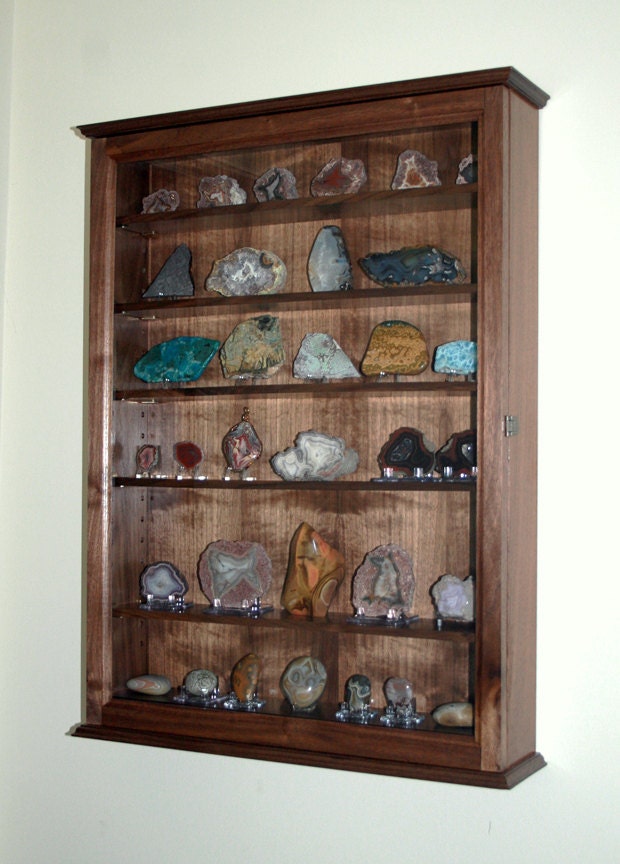 Mineral Rock Geode Display Case Wall Cabinet