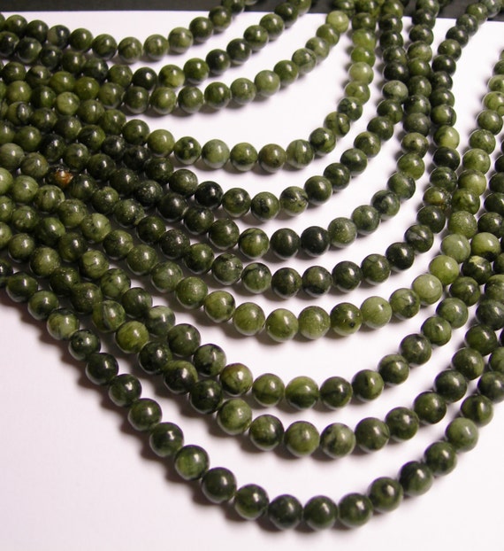Serpentine jade 6mm round A quality 65 beads