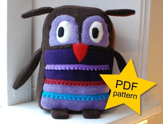 Stuffed animal owl pdf pattern sewing